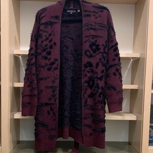 Ted Baker London Burgundy and Black Textured Cardigan